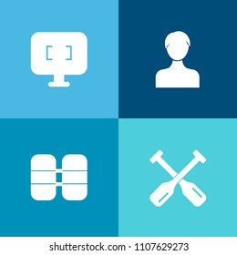 Modern, simple vector icon set on colorful background with sign, avatar, wooden, person, pressure, underwater, screen, oxygen, display, technology, water, business, air, user, profile, sport icons
