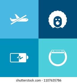 Modern, simple vector icon set on colorful background with halloween, carnival, luggage, wireless, sign, display, gadget, airplane, touch, scary, travel, party, horror, device, smart, screen, no icons