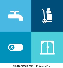 Modern, simple vector icon set on colorful background with cargo, water, shipping, box, control, supply, architecture, transport, turn, transportation, service, electric, container, weight, off icons