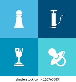Modern, simple vector icon set on colorful background with fuel, human, chess, child, piece, station, pump, strategy, win, kid, power, castle, queen, victory, gasoline, little, rubber, first icons