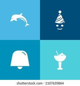 Modern, simple vector icon set on colorful background with party, wildlife, ocean, ice, sea, leap, happy, happiness, funny, martini, animal, alcohol, notification, nature, wild, celebration, kid icons