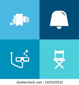 Modern, simple vector icon set on colorful background with communication, travel, dive, mask, italy, underwater, traditional, restaurant, vacation, food, web, seat, airport, simple, meal, button icons