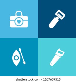 Modern, simple vector icon set on colorful background with food, toothpaste, blade, white, peeler, peel, cooking, health, tool, tooth, steel, construction, clean, medical, saw, healthy, river icons