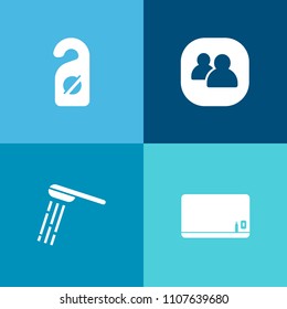 Modern, simple vector icon set on colorful background with empty, space, door, do, sign, school, business, teamwork, wet, shower, board, blackboard, education, privacy, texture, group, social icons