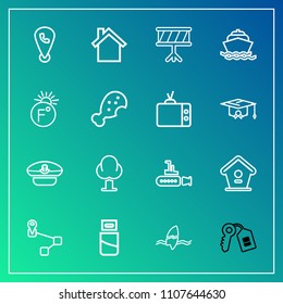 Modern, Simple Vector Icon Set On Gradient Background With Point, Computer, Sea, Usb, Technology, Undersea, Map, Sign, Sound, Plug, Tree, Landscape, Phone, Musical, Marine, Cable, Navigation Icons