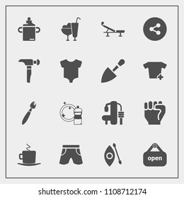 Modern, simple vector icon set with kayaking, finger, gym, ice, milk, paint, brush, template, sport, people, bottle, wear, cream, fashion, kayak, sweet, equipment, business, shop, drink, concept icons