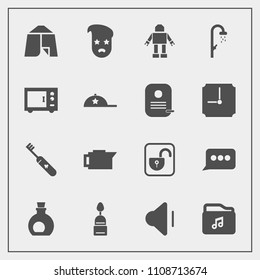 Modern, simple vector icon set with chat, tent, olive, mediterranean, up, outdoor, message, healthy, security, cafe, brush, caffeine, graphic, volume, travel, care, audio, style, sweet, fashion icons