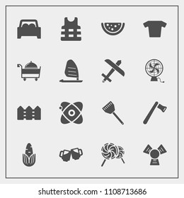 Modern, simple vector icon set with healthy, beer, kitchen, cooking, star, fashion, surf, jacket, corn, axe, vehicle, drink, clothes, cooler, pub, shirt, life, restaurant, bar, food, ocean, sea icons