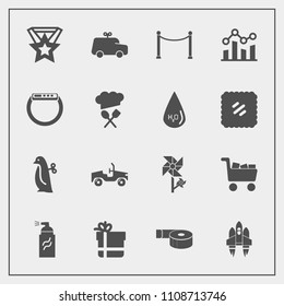 Modern, simple vector icon set with penguin, rocket, trend, business, bow, baby, box, craft, abstract, grunge, finance, spring, floral, adhesive, tape, award, vehicle, medal, chart, child, toy icons