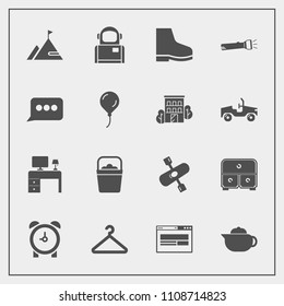 Modern, simple vector icon set with chat, drink, white, water, time, message, fashion, space, cloakroom, web, tea, alarm, speech, object, cosmos, drawer, nature, cosmonaut, footwear, astronaut icons
