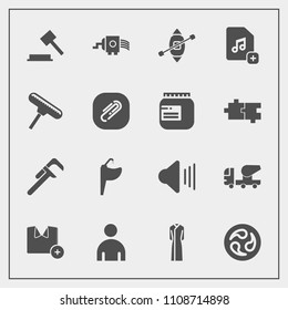 Modern, Simple Vector Icon Set With Tool, Music, Justice, Dress, Construction, Man, Grater, Concrete, Audio, Cement, Japan, Sink, Volume, Sailboat, Reparation, Kamon, Industrial, Mon, Judge, Law Icons