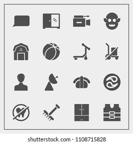 Modern, simple vector icon set with jacket, sushi, japan, television, sign, autumn, radio, vest, home, protective, garden, gardening, white, signal, microphone, cabinet, health, safety, profile icons