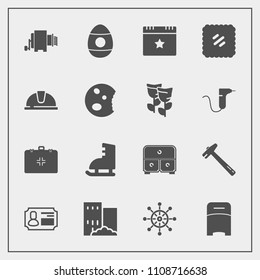 Modern, simple vector icon set with identity, star, mail, ship, medical, food, hammer, safety, winter, bed, letter, emergency, tool, nautical, decoration, equipment, ice, holiday, celebration icons