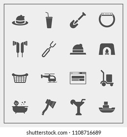 Modern, simple vector icon set with market, clothing, boat, hat, drink, transport, ocean, headwear, white, sea, store, music, audio, equipment, warehouse, flight, gadget, smart, delivery, shovel icons