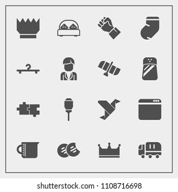 Modern, simple vector icon set with bedroom, browser, web, finger, creative, human, city, car, food, truck, concept, furniture, lantern, queen, royal, container, sweet, king, internet, equipment icons