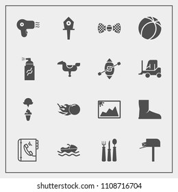 Modern, simple vector icon set with dryer, ocean, soccer, sweet, food, bow, fashion, post, machine, internet, bird, nest, image, comet, birdhouse, vessel, space, book, football, elegance, fork icons