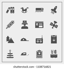 Modern, simple vector icon set with nature, conditioning, spoon, air, launch, kebab, sound, media, sign, plate, dentist, work, toy, conditioner, hat, restaurant, rocket, meat, download, dinner icons
