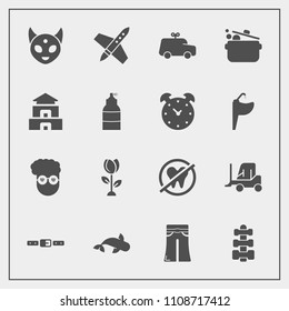 Modern, simple vector icon set with dental, toy, female, gym, space, craft, seafood, delivery, truck, car, floral, spaceship, elegant, fashion, play, style, monster, rocket, healthy, fish, white icons