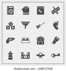 Modern, simple vector icon set with cold, handgun, passport, flower, winter, technology, bed, staple, space, natural, wood, bedroom, drink, scarf, immigration, furniture, alien, blossom, travel icons
