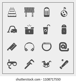 Modern, simple vector icon set with traffic, telephone, mask, envelope, modern, time, equipment, sweet, axe, meat, smart, mobile, scuba, baby, gadget, watch, space, cake, horse, phone, mail, pie icons