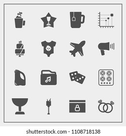 Modern, simple vector icon set with gambling, achievement, can, cook, diagram, file, bucket, baby, engagement, stove, casino, place, wedding, alcohol, oven, ring, kitchen, dessert, diamond, food icons