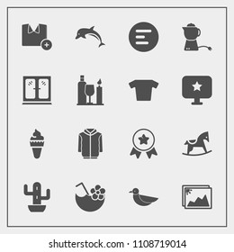Modern, simple vector icon set with winner, image, first, shirt, summer, app, award, nature, glass, bird, dolphin, ice, t-shirt, cream, child, cocktail, menu, frame, cute, teapot, photo, horse icons