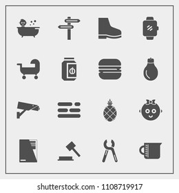 Modern, simple vector icon set with transparent, sign, childhood, glass, child, fashion, pineapple, table, direction, file, banner, watch, fruit, justice, repair, security, liquid, law, cute icons