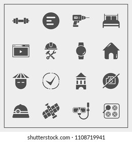 Modern, simple vector icon set with fitness, asian, web, stove, cook, internet, online, hand, planet, orbit, mobile, button, oven, menu, station, gym, bed, bedroom, hat, photo, media, kitchen icons