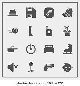 Modern, Simple Vector Icon Set With Pot, Vehicle, World, Power, Winter, Hat, Car, Gun, Food, Paper, Computer, Ball, Weapon, Off, Atlas, Drop, Pistol, Sound, Mute, Dinner, Fashion, Diskette, Kid Icons