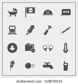 Modern, simple vector icon set with phone, human, baby, water, document, folder, game, child, sign, telephone, message, mic, pin, file, crane, bowling, old, japanese, sport, work, kid, japan icons