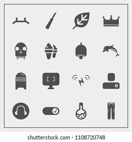 Modern, simple vector icon set with human, knife, ecology, fashion, contact, envelope, nature, social, energy, mailbox, person, clothing, food, , pull, computer, pants, screen, crown, letter, up icons