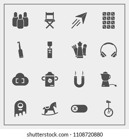 Modern, simple vector icon set with milk, cloud, space, bowling, deactivate, tea, baby, energy, alien, teapot, drink, bar, dessert, child, magnetic, toy, travel, bottle, ball, flight, fly, sport icons