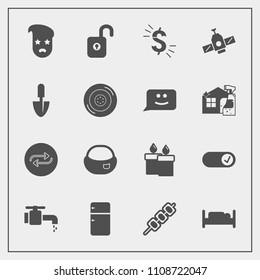 Modern, simple vector icon set with barbecue, usd, technology, substitute, decoration, concept, meat, bag, food, replacement, sink, wax, retro, hipster, bathroom, refrigerator, currency, fashion icons