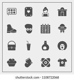 Modern, simple vector icon set with game, healthy, house, doughnut, mediterranean, character, winter, cosmos, holiday, socks, dessert, building, circus, wedding, clown, scary, estate, baby, real icons