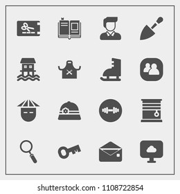 Modern, simple vector icon set with home, zoom, chinese, literature, room, book, restaurant, boat, tool, man, key, interior, template, people, asian, communication, young, ice, curtain, message icons