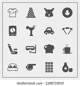 Modern, simple vector icon set with coffee, clothing, food, double, furniture, cappuccino, hat, cuisine, rabbit, baby, sweet, drink, whistle, object, equipment, sake, background, sign, road, sea icons