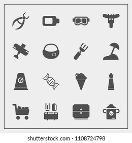 Modern, simple vector icon set with milk, water, meat, traffic, ice, cream, hotdog, dinner, summer, drawer, aircraft, airplane, restaurant, food, dessert, nutrition, chess, sweet, piece, flight icons