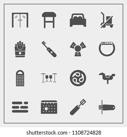 Modern, simple vector icon set with car, entrance, timetable, shopping, sign, cheese, drum, kid, door, white, day, child, send, armchair, horse, pan, layout, scale, template, interior, handle icons