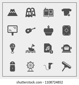 Modern, simple vector icon set with sport, sailboat, literature, astronaut, sign, sail, landscape, wheel, park, paint, carousel, seasoning, book, spice, dentistry, volcano, pepper, eye, drill icons