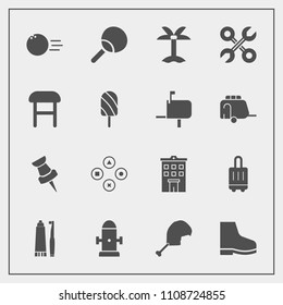 Modern, simple vector icon set with airport, bag, fun, table, chicken, leisure, water, play, pin, bird, repair, building, summer, service, department, sign, tennis, house, ball, estate, fashion icons