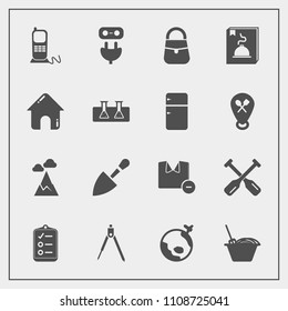 Modern, simple vector icon set with construction, clothes, boat, fashion, paddle, energy, airplane, world, blue, communication, chinese, telephone, oar, engineering, list, shirt, electricity icons