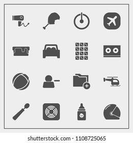 Modern, simple vector icon set with off, nutrition, kitchen, rider, care, data, motorcycle, transport, travel, milk, airplane, meat, business, delete, bottle, file, pictogram, helmet, chicken icons