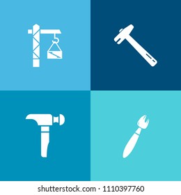 Modern, simple vector icon set on colorful background with workshop, artistic, repair, painter, image, industry, ink, draw, pliers, metal, hardware, toolbox, tool, instrument, paint, object, saw icons