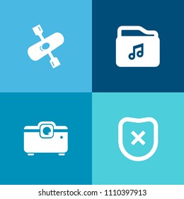 Modern, simple vector icon set on colorful background with web, file, closed, projector, canoeing, nature, privacy, paddle, padlock, summer, film, leisure, equipment, canoe, security, fun, safe icons