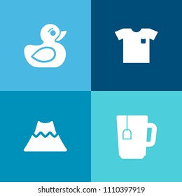 Modern, simple vector icon set on colorful background with landscape, active, white, folded, plastic, water, play, fashion, duckling, yellow, lava, drink, nature, style, child, shirt, business icons