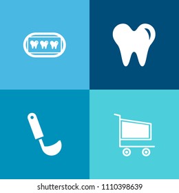 Modern, simple vector icon set on colorful background with trolley, utensil, treatment, soup, commerce, buy, purchase, sale, caries, store, supermarket, spoon, cooking, oral, retail, equipment icons