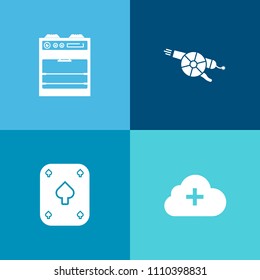 Modern, simple vector icon set on colorful background with military, microwave, ball, casino, cooker, equipment, network, technology, army, weapon, cloud, win, kitchen, data, web, black, house icons