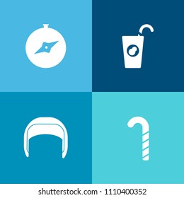 Modern, simple vector icon set on colorful background with swirl, striped, sugar, white, direction, beverage, sign, stick, work, builder, food, construction, vitamin, sweet, map, lollipop, candy icons