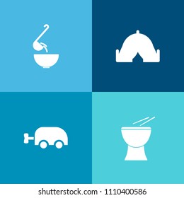 Modern, simple vector icon set on colorful background with hot, food, music, hiking, musical, restaurant, summer, concert, meal, recreation, dish, mountain, child, vegetable, vacation, healthy icons