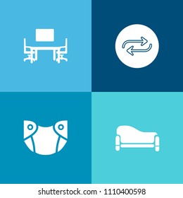 Modern, simple vector icon set on colorful background with modern, care, people, note, comfortable, blank, man, table, computer, lifestyle, living, couch, child, young, sofa, office, keyboard icons